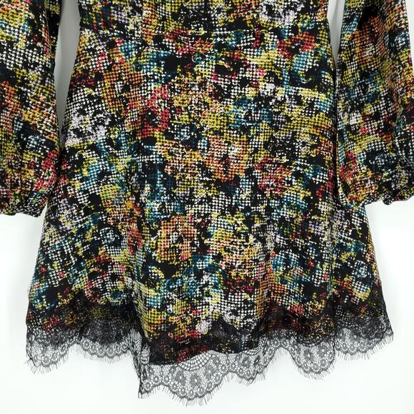 Love Sadie Abstract Houndstooth Print Long Sleeve Fit and Flare Dress Small NWT - Picture 3 of 13